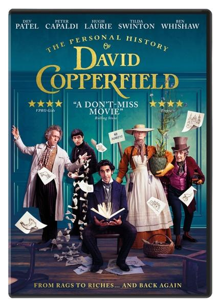 DVD-hoes met acteurs en tekst. De filmtitel is 'The Personal History of David Copperfield'.