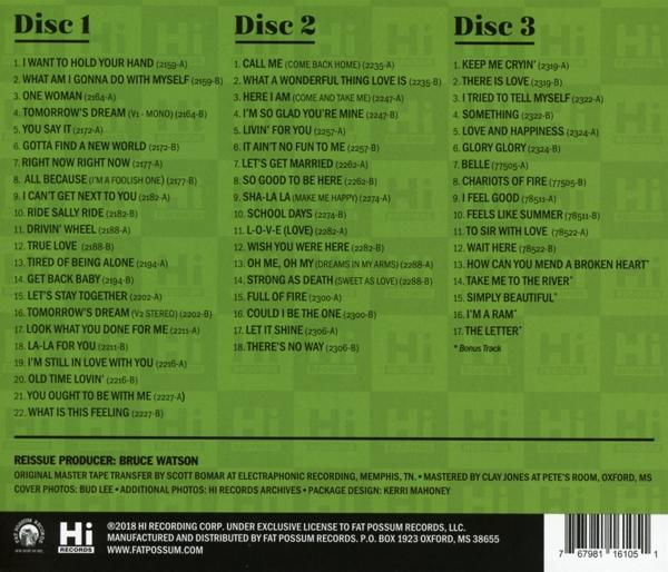 3 CD-s készlet hátulja, a számok listájával. Zöld háttér.