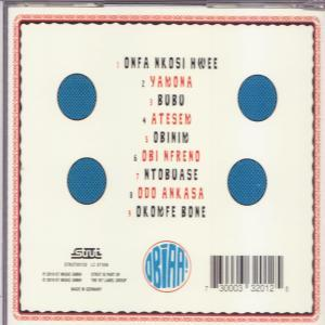Albumcover mit Titelliste und blauen Kreisen.