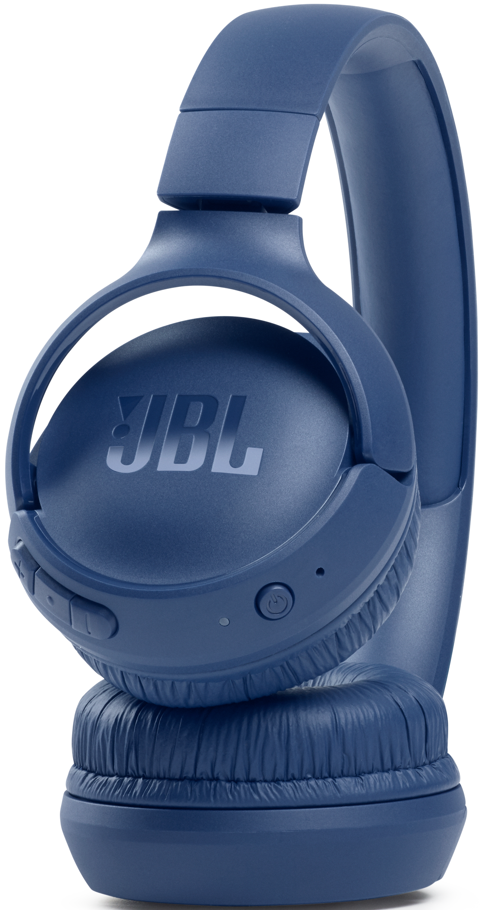 Casque JBL bleu avec le logo JBL sur l'écouteur et un serre-tête.
