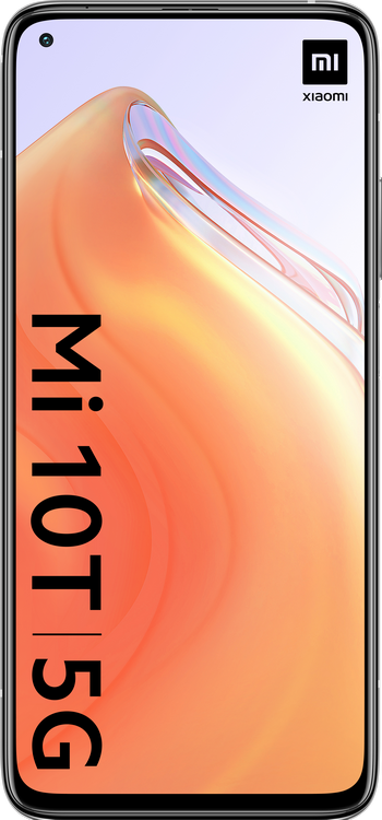 Primer plano de un smartphone con pantalla con diseño melocotón y claro, con el logo Xiaomi.