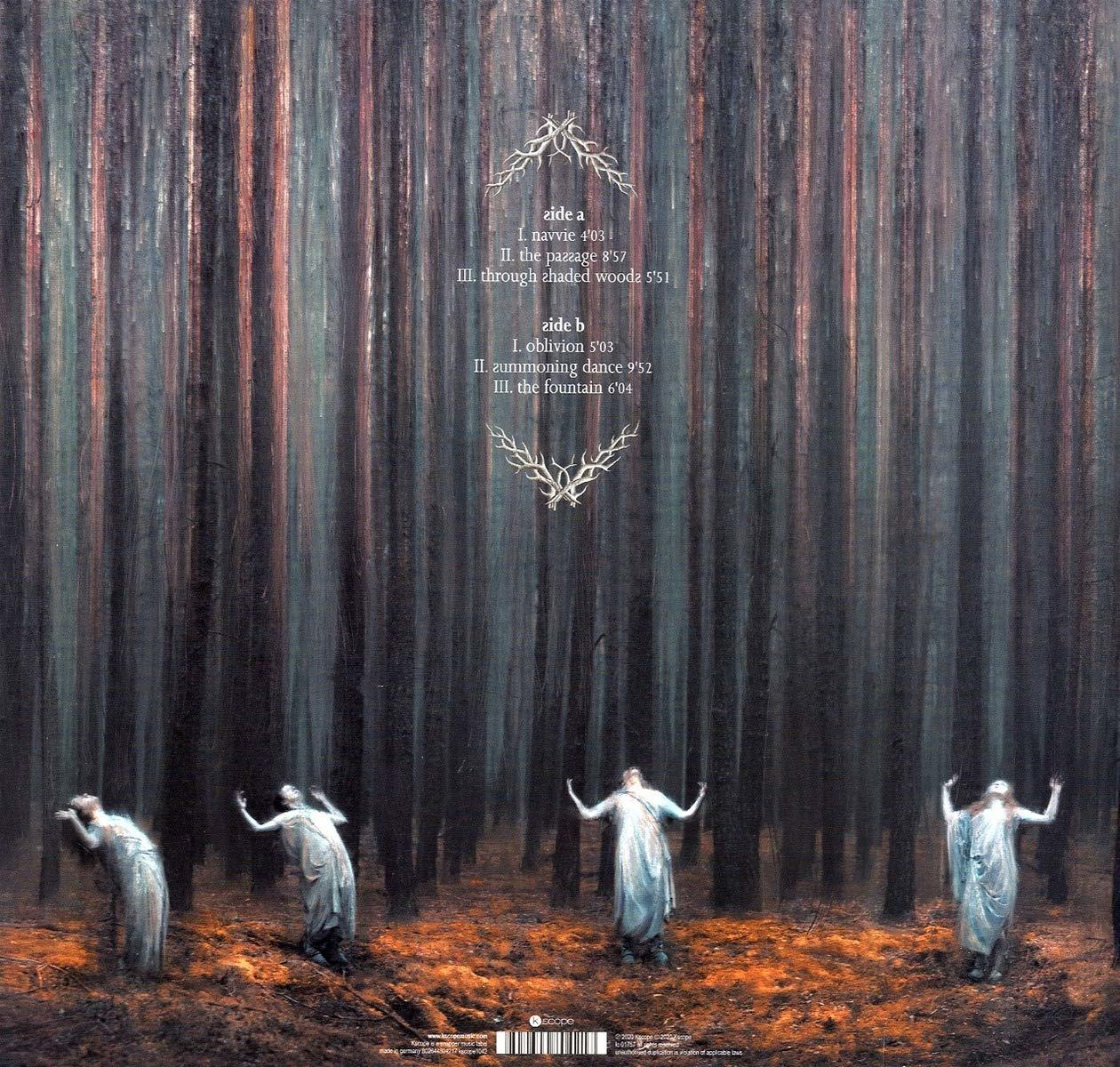 Albumcover mit einem Waldgemälde und Text mit Songtiteln und Credits.