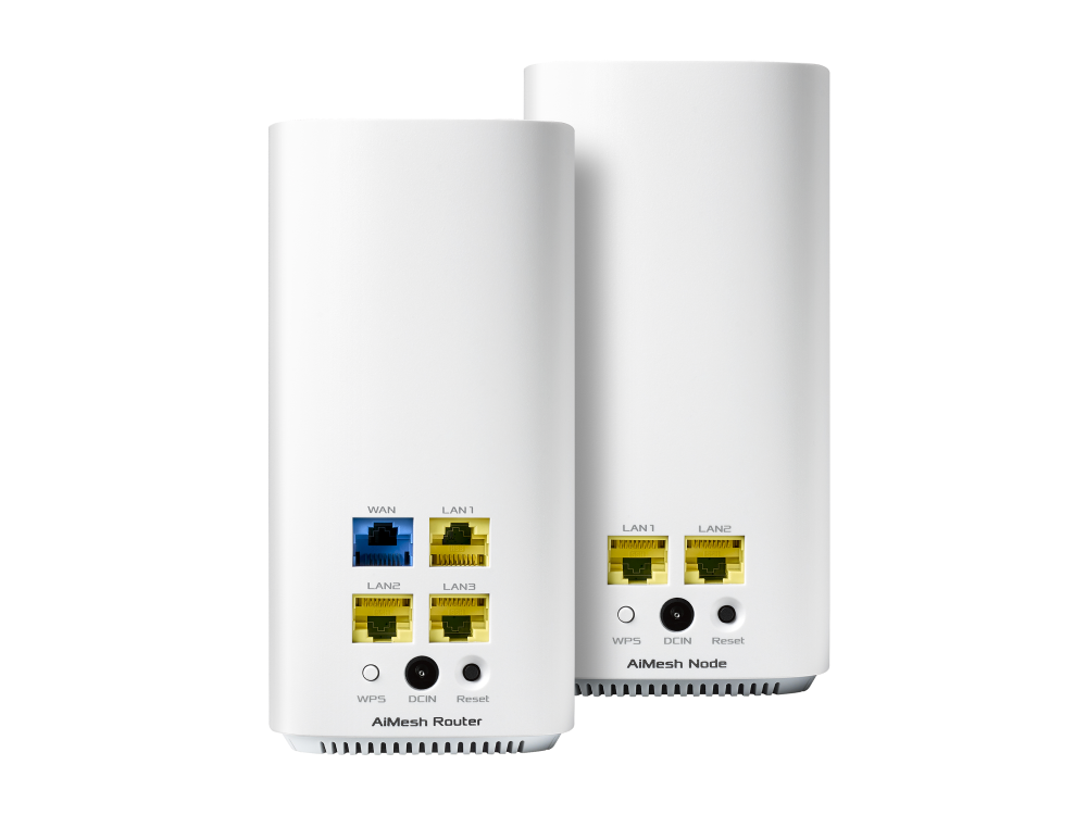 Router - ASUS ZenWiFi Mesh AC Mini CD6, Pack de 3, Banda 802.11ac, 600+867 Mbps, 3 puertos, Blanco