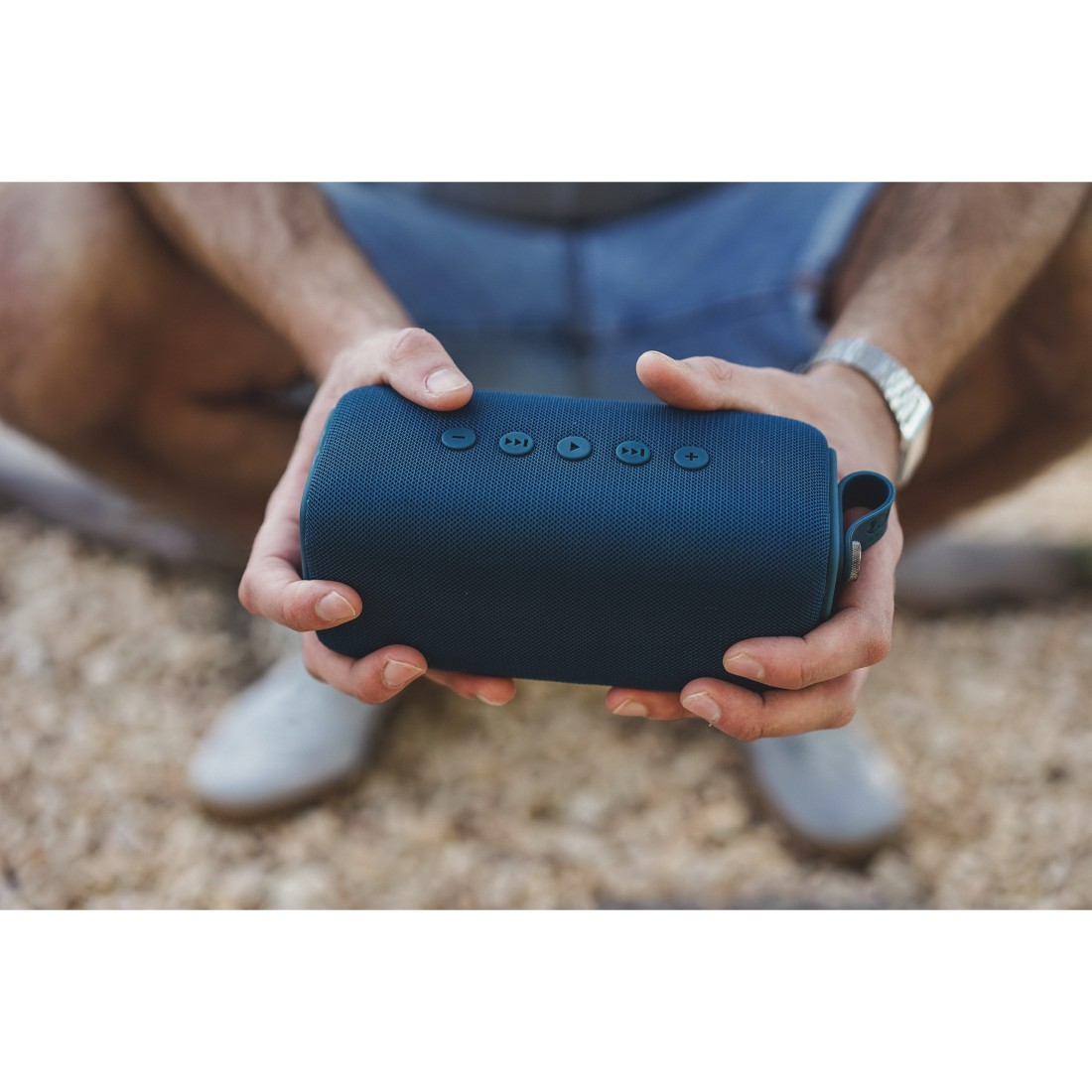 FRESH ‘N REBEL Rockbox Bold M Bluetooth Lautsprecher, Dunkelblau, Wasserfest