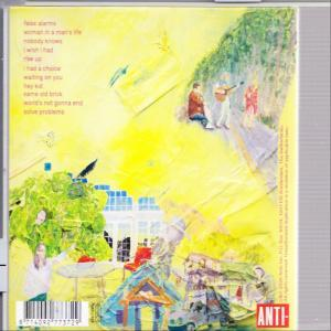 Albumcover mit einer Kunstszene eines Hauses und Menschen auf gelbem Grund.