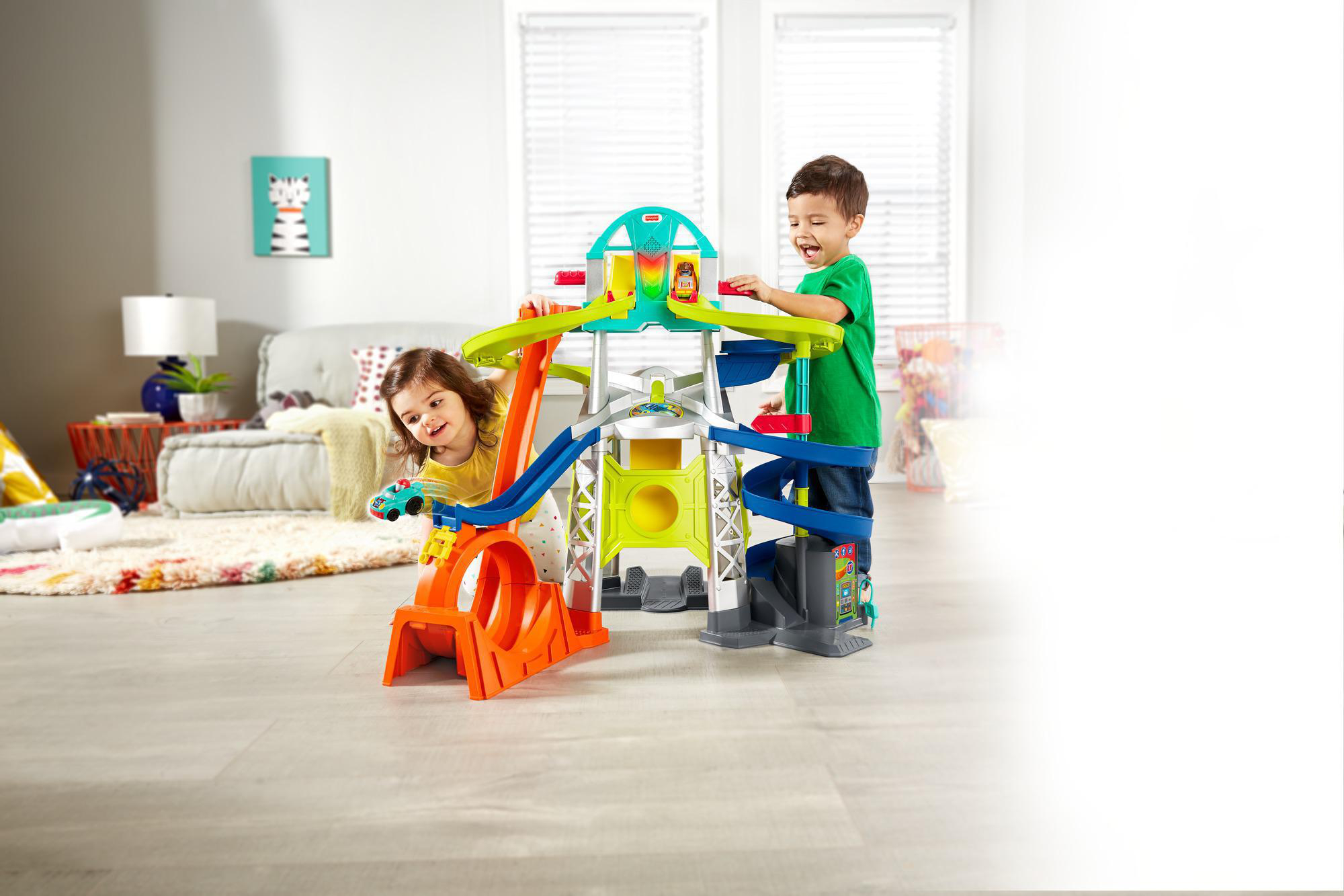 FISHER PRICE Little People Action Rennbahn Fahrzeug-Spielset Autospielset Mehrfarbig