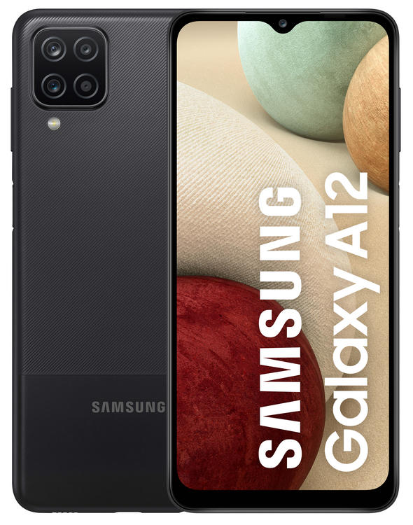 Móvil - Samsung Galaxy A12, Negro, 64 GB, 4GB RAM, 6.5" HD+, Quad Cam, MTK6765, 5000 mAh, Android