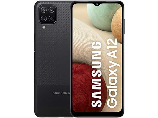 Móvil - Samsung Galaxy A12, Negro, 64 GB, 4GB RAM, 6.5" HD+, Quad Cam, MTK6765, 5000 mAh, Android