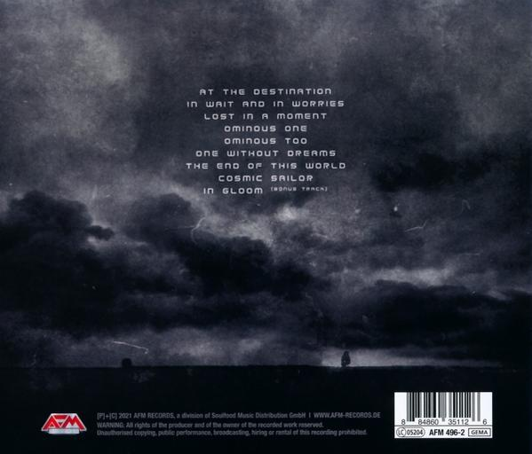 Albumcover mit dunklem, bewölktem Himmel und Songtiteln.