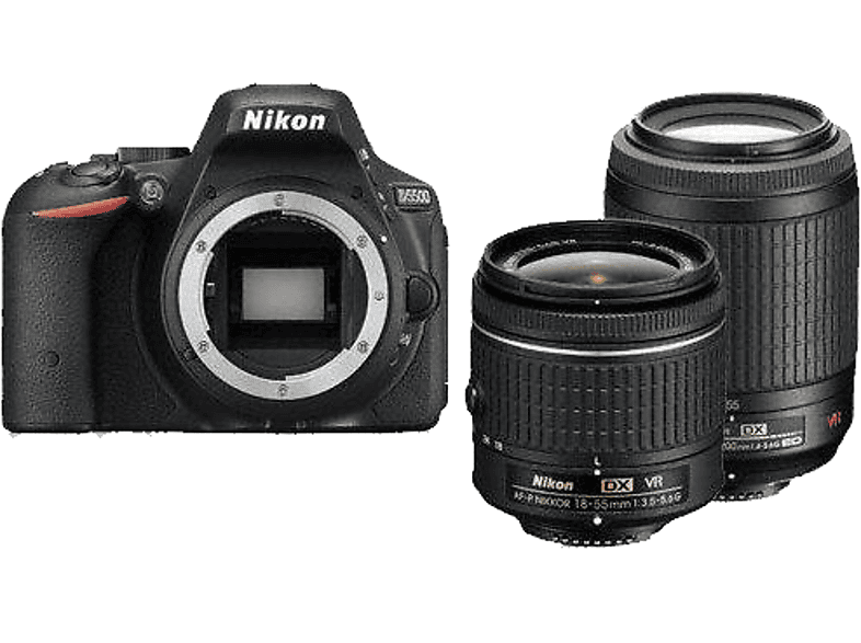 Nikon D5600 - Kit de cámara réflex de 24.2 MP con objetivo AF-P DX 18 - 55  mm VR, pantalla táctil de 3, Full HD, color negro - Versión Europea :  : Electrónica