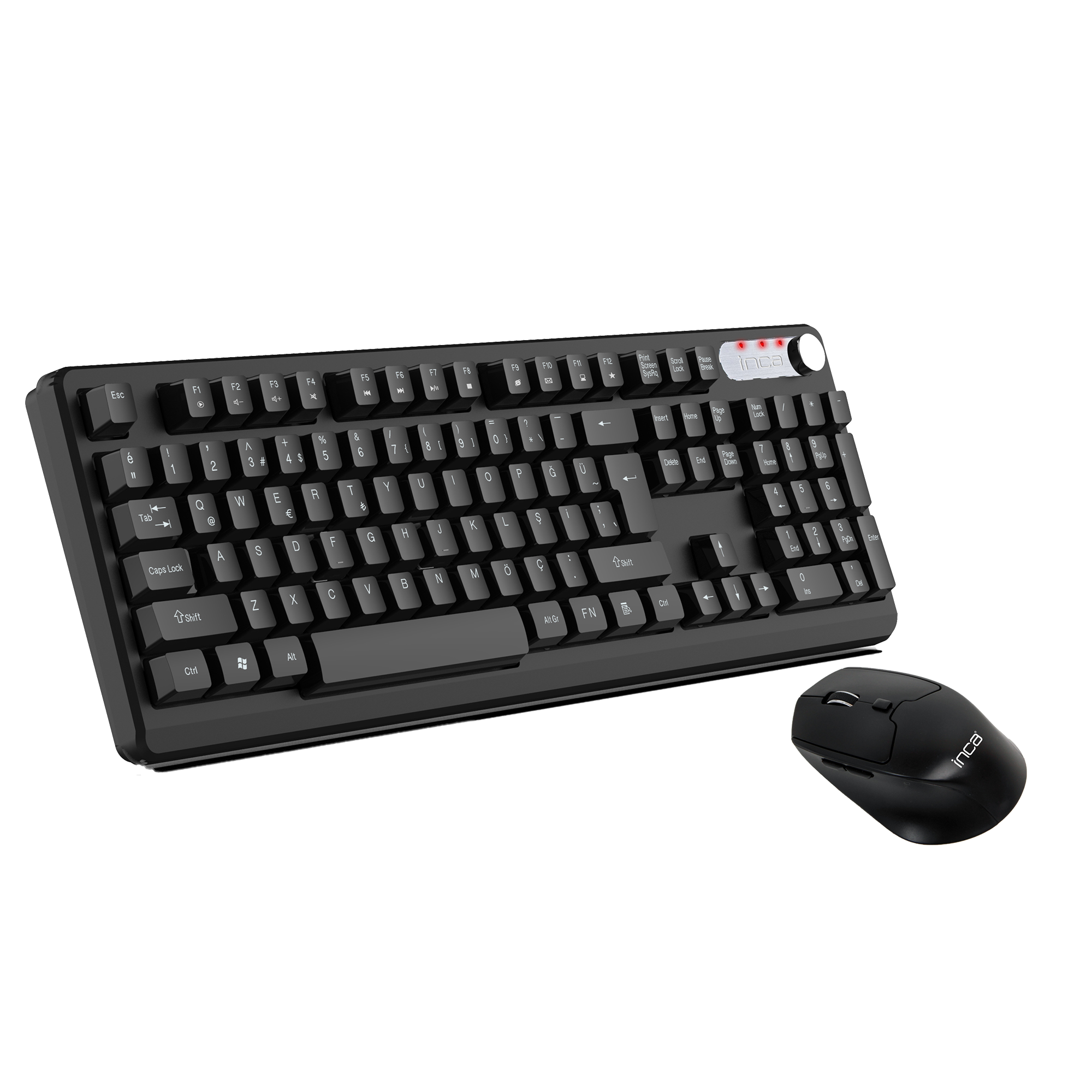 INCA IWS-549U Rechargeable Silent Type-C Wireless Multimedia Klavye & Mouse Seti Siyah