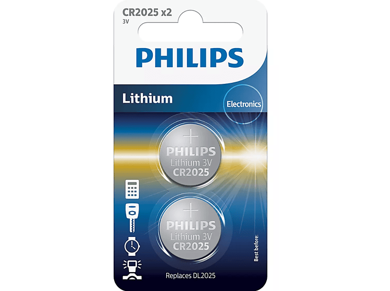 PHILIPS CR2025P2/01B Mini Düğme 2025 3V X2 Pil