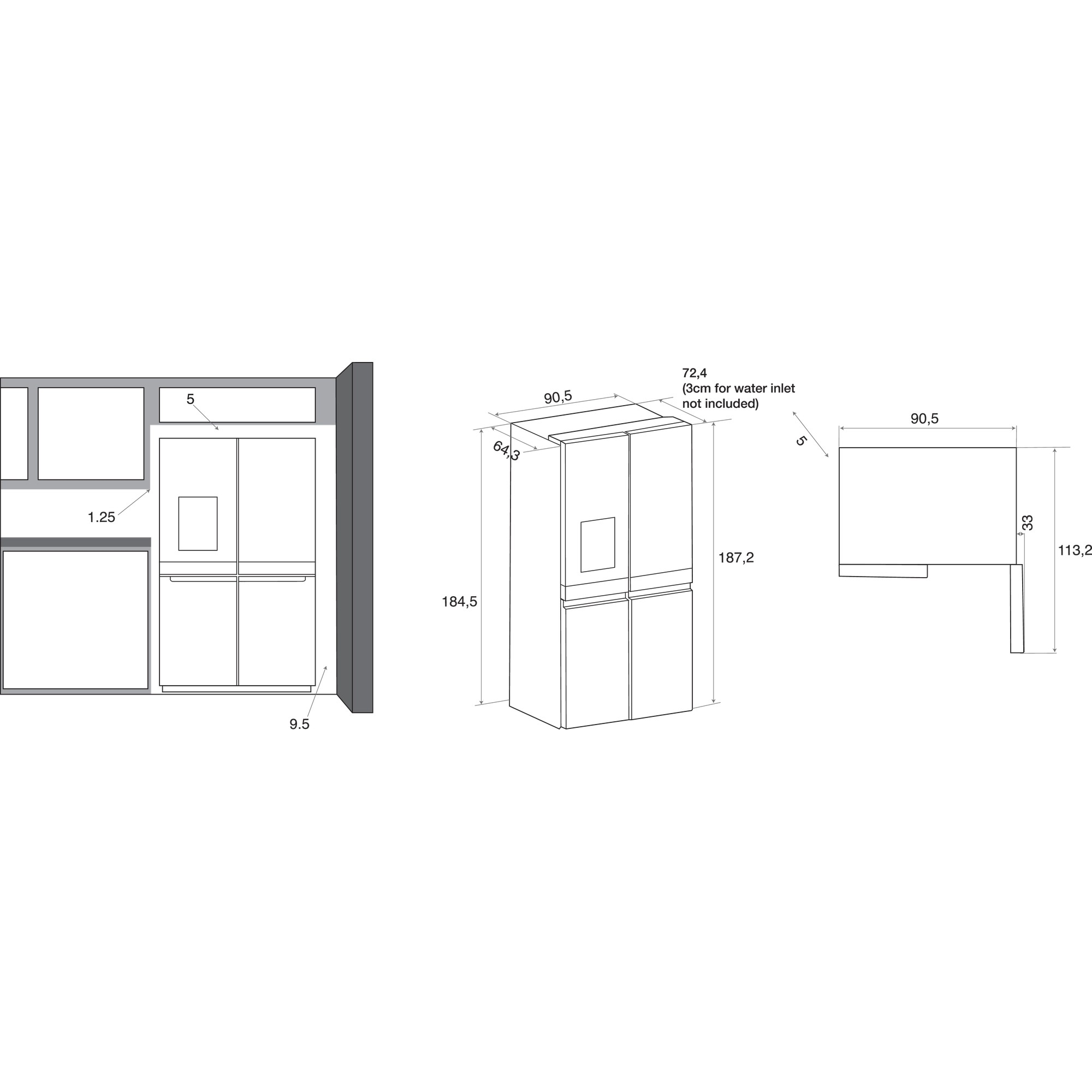 BAUKNECHT BQ9I MO1L Kühlgefrierkombination French Door (592 l, F, 1876 mm hoch, Edelstahloptik)