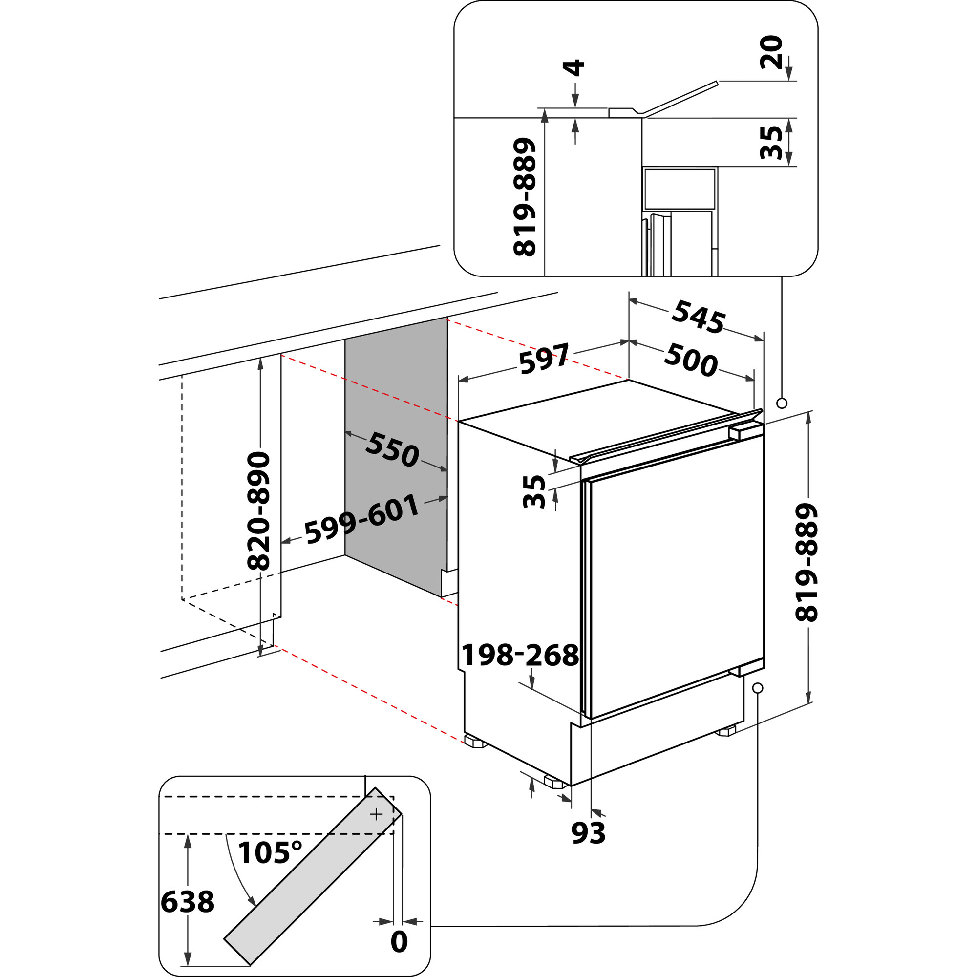 BAUKNECHT KSU 8GF2 Kühlschrank (126 l, E, 819 mm hoch, Weiß)