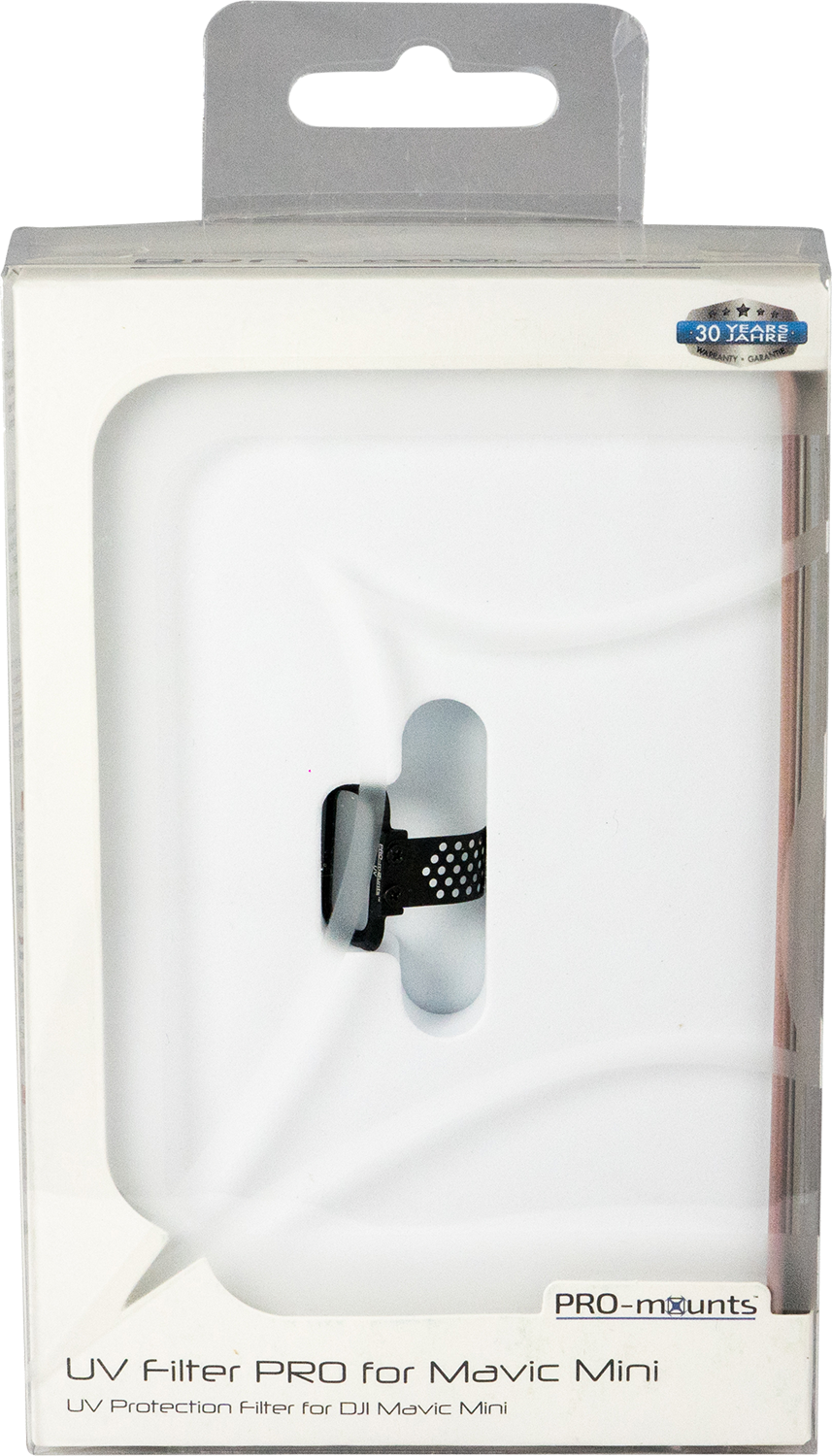 Filter package. White box with a product inside. Black and white filter is visible.