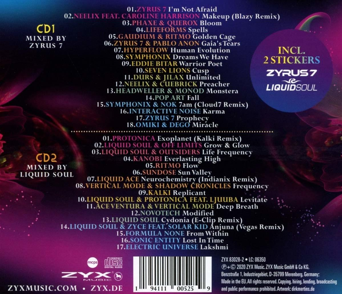 CD-Albumcover mit mehreren Songtiteln und Künstlerinformationen, farbenfrohes Design.
