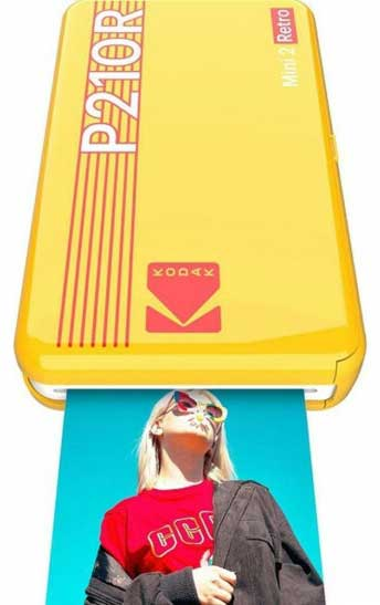 KODAK Draagbare fotoprinter Mini 2 Retro Geel + Pak van 60 fotopapieren (P210RYK60) Fotoprinter