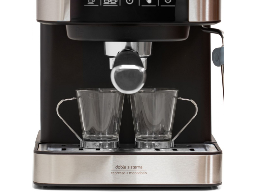Cafetera express - Ufesa CE7255, 20 bar, 850 W, Agua extraíble 1.6 l, Vaporizador, Portafiltro metálico, Gris