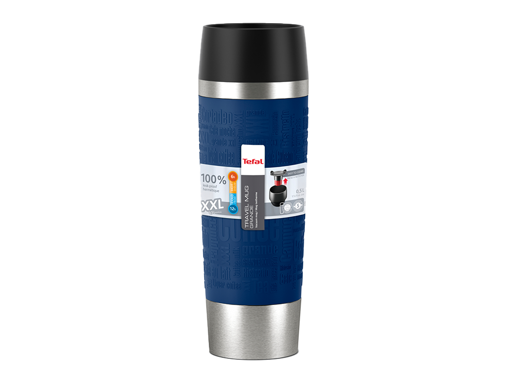 Termo - Tefal K3082214 0.5L, Tapa extraíble, 6 horas en caliente, Azul