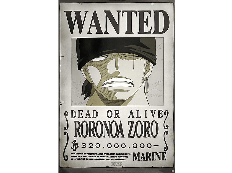 ABYSSE CORP One Piece Poster Wanted Roronoa Zoro Dead or Alive Großformatige Poster