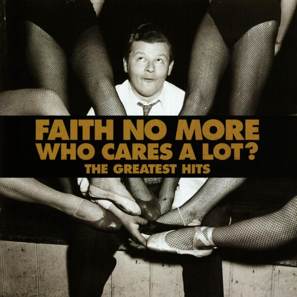 Album borítója: Lábakkal körülvett férfi. Cím: Faith No More - Who Cares A Lot?