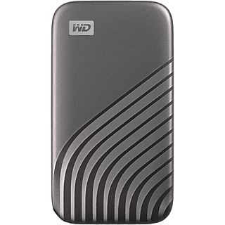 Disco duro SSD externo 500 GB - WD My Passport SSD, Portátil, Lectura 1050 MB/s, USB 3.2, Para Windows y Mac, Gris