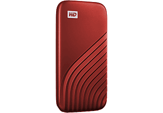 Disco duro externo 1 TB - WD My Passport SSD, Portátil, Lectura 1050 MB/s, USB 3.2, Para Windows y Mac, Rojo