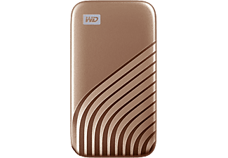 Disco duro SSD externo 1 TB - WD My Passport SSD, Portátil, Lectura 1050 MB/s, USB 3.2, Para Windows y Mac, Oro