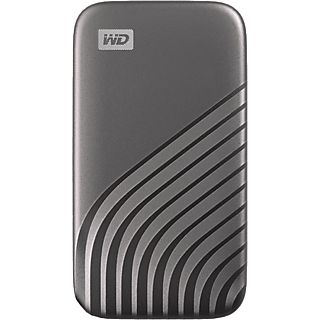 Disco duro SSD externo 2 TB - WD My Passport SSD, Portátil, Lectura 1050 MB/s, USB 3.2, Para Windows y Mac, Gris