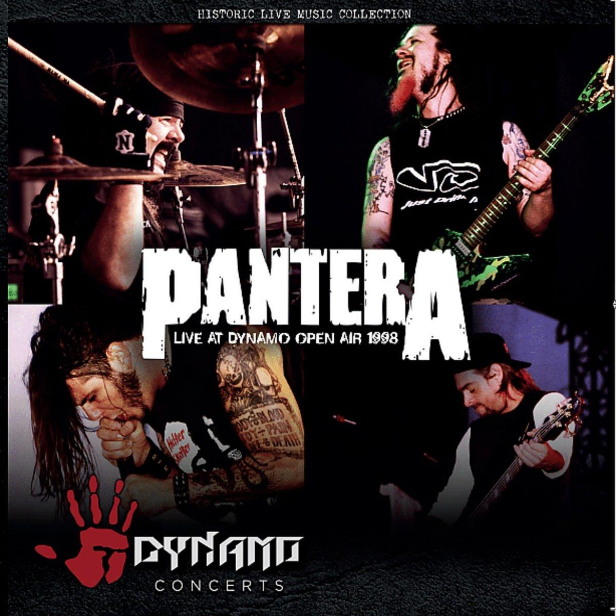 Pochette d'album de Pantera. Quatre photos des membres du groupe se produisant en direct sur scène.