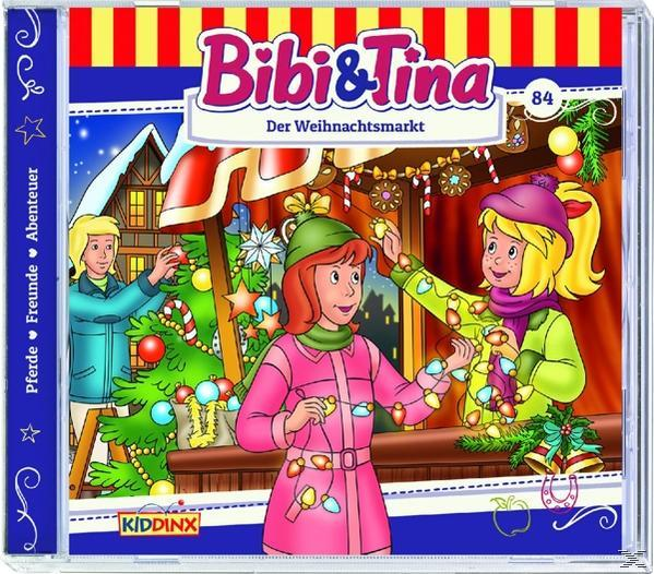 CD-Cover: Zwei Mädchen schmücken einen Weihnachtsbaum. Titel: Bibi & Tina Der Weihnachtsmarkt.