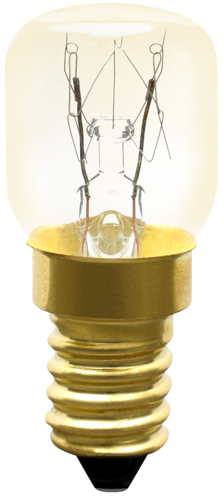 Yellow-toned light bulb with a brass base and internal filaments.