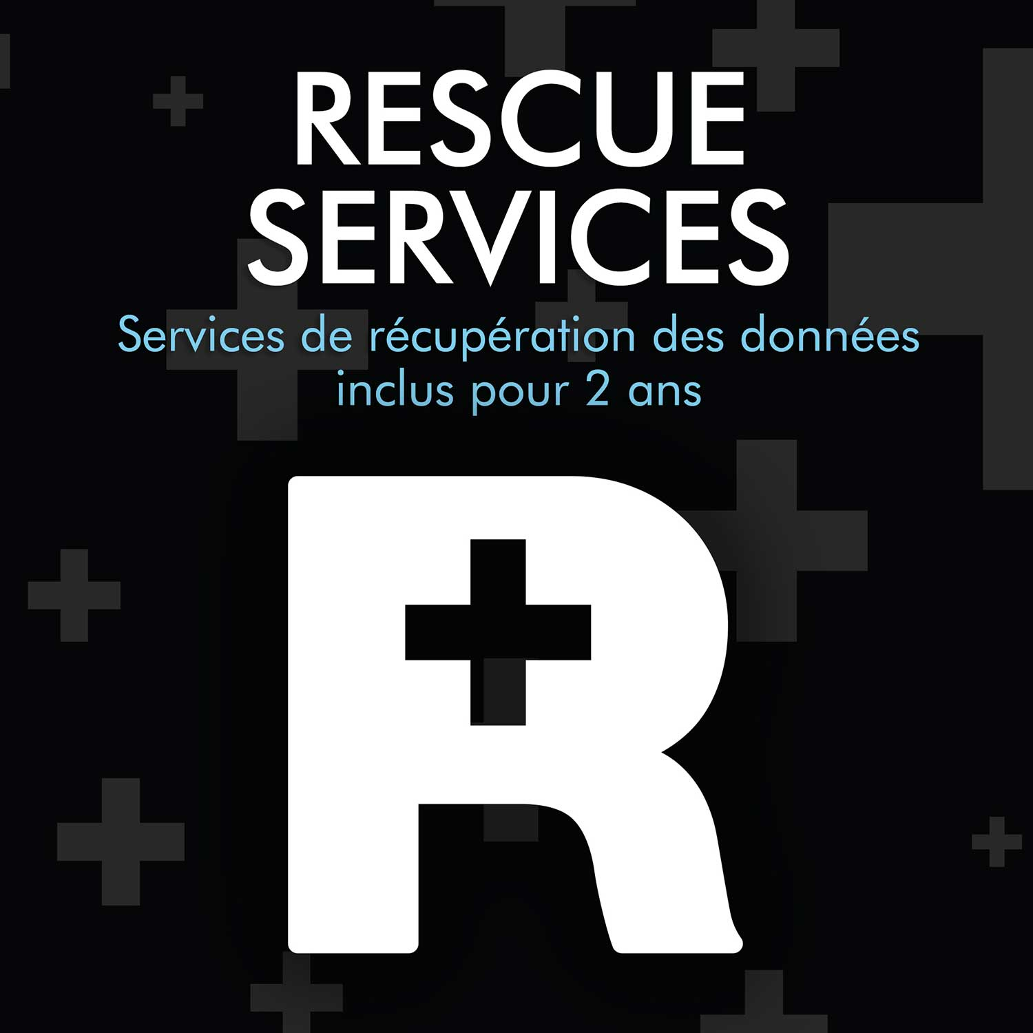 Affiche avec le mot RESCUE et une croix.