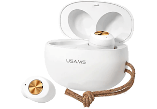 USAMS BHUES01 TWS Bluetooth headset töltőtokkal, BT 5.0, fehér