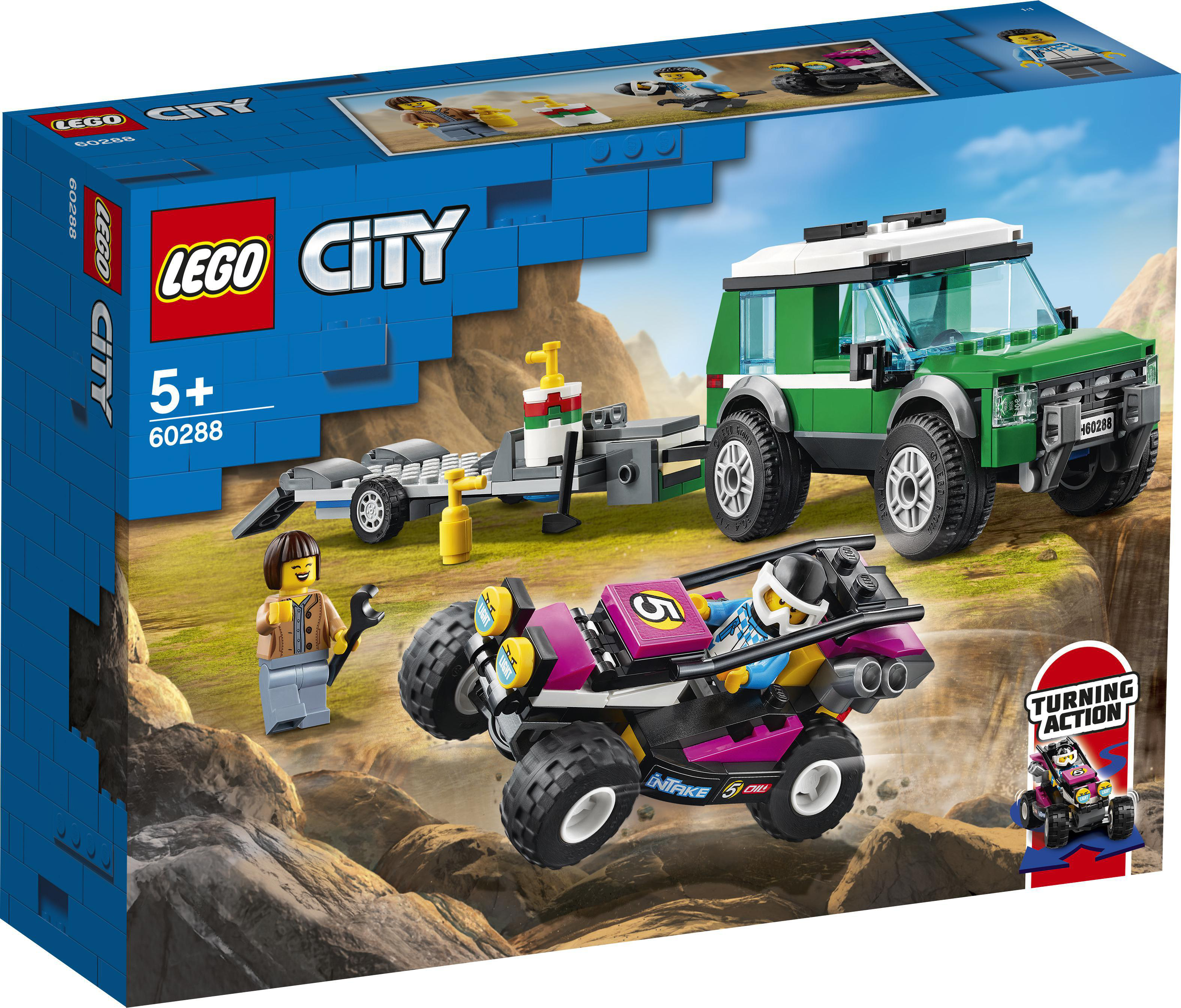 LEGO City 60288 Rennbuggy-Transporter Bausatz, Mehrfarbig