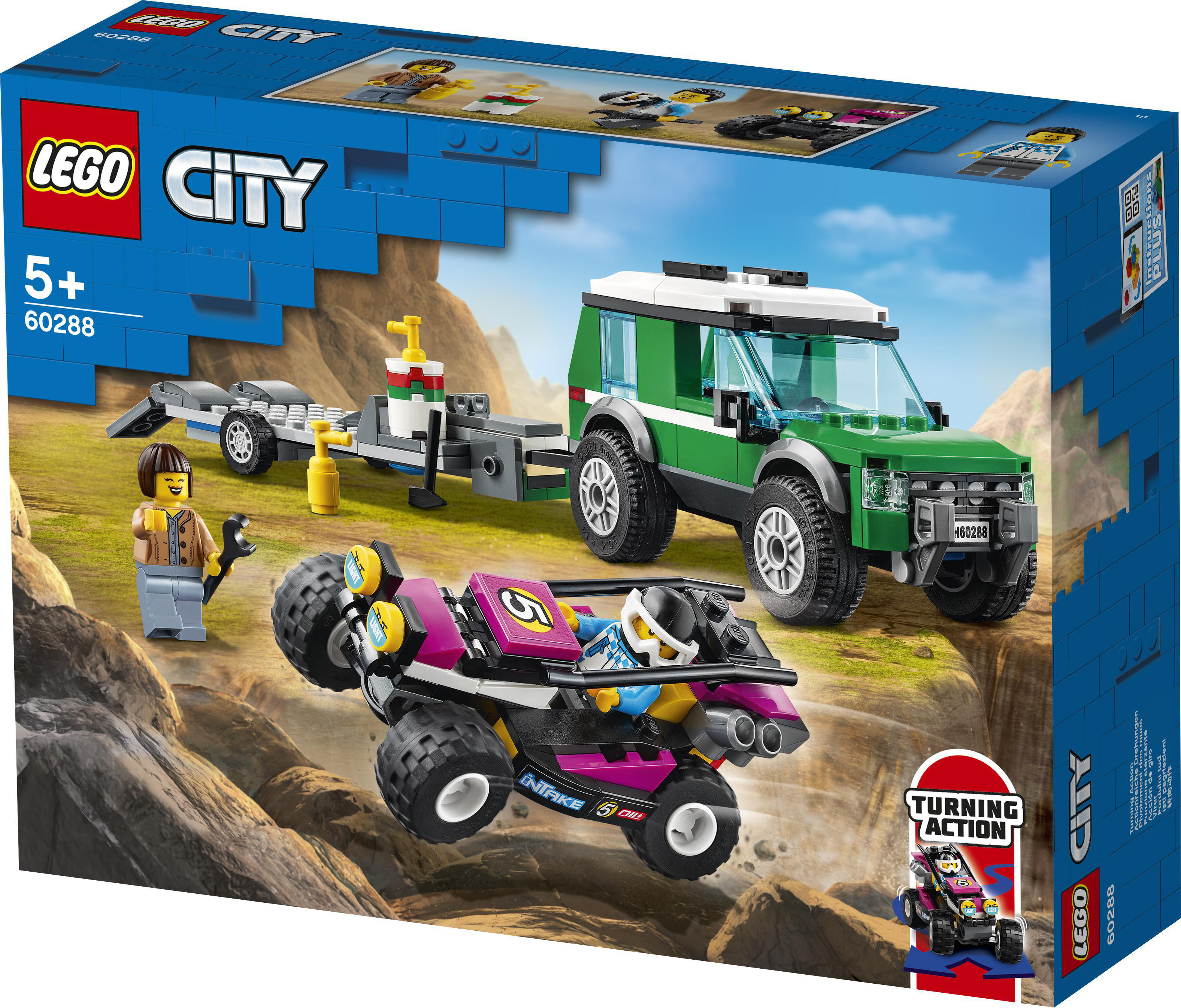LEGO City 60288 Rennbuggy-Transporter Bausatz, Mehrfarbig