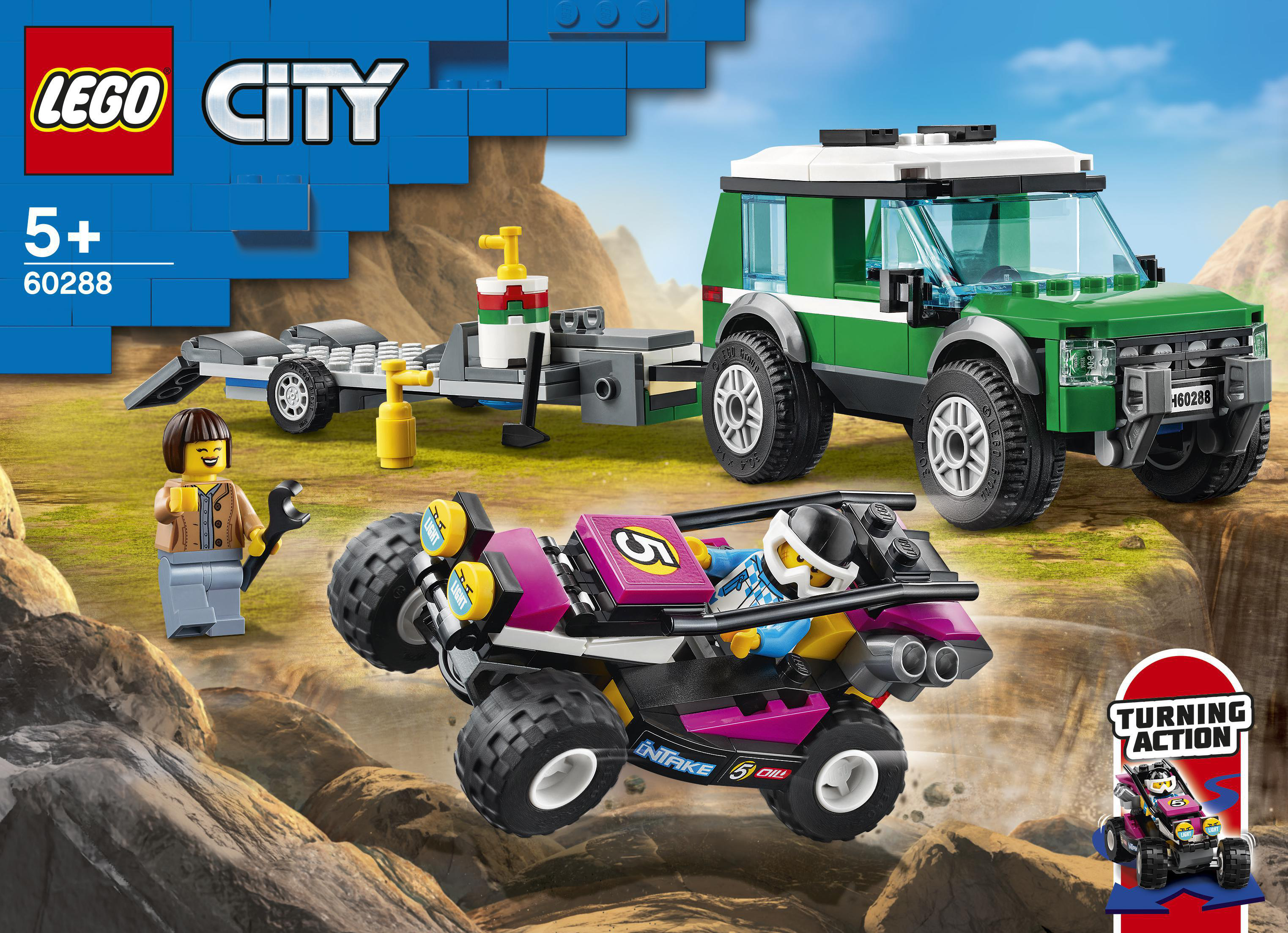LEGO City 60288 Rennbuggy-Transporter Bausatz, Mehrfarbig