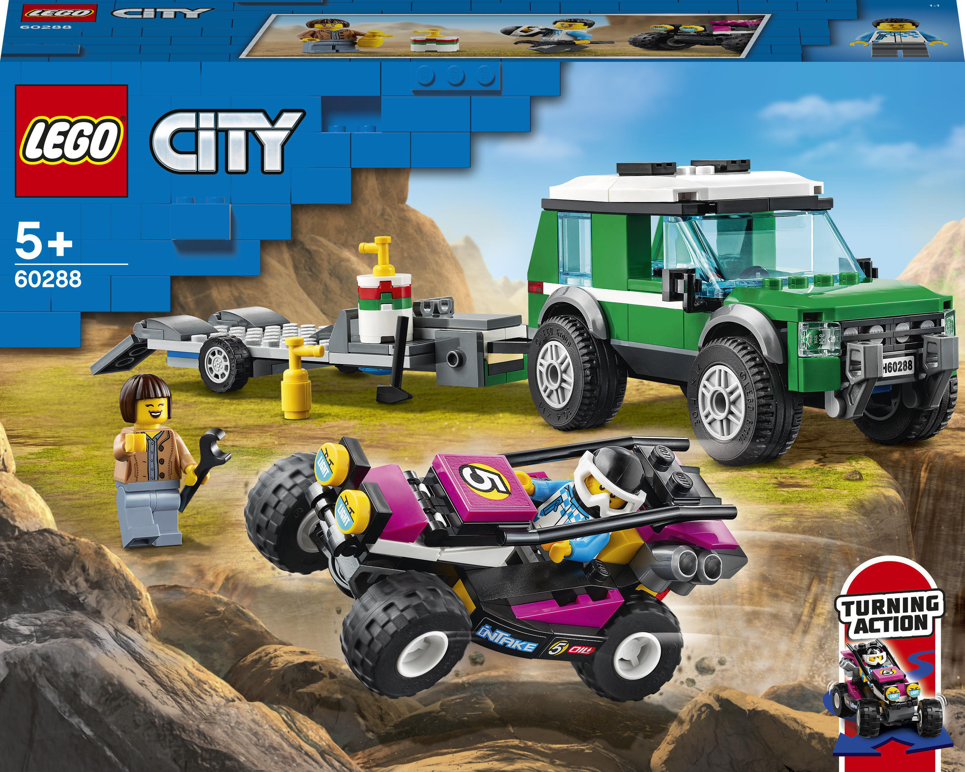 LEGO City 60288 Rennbuggy-Transporter Bausatz, Mehrfarbig