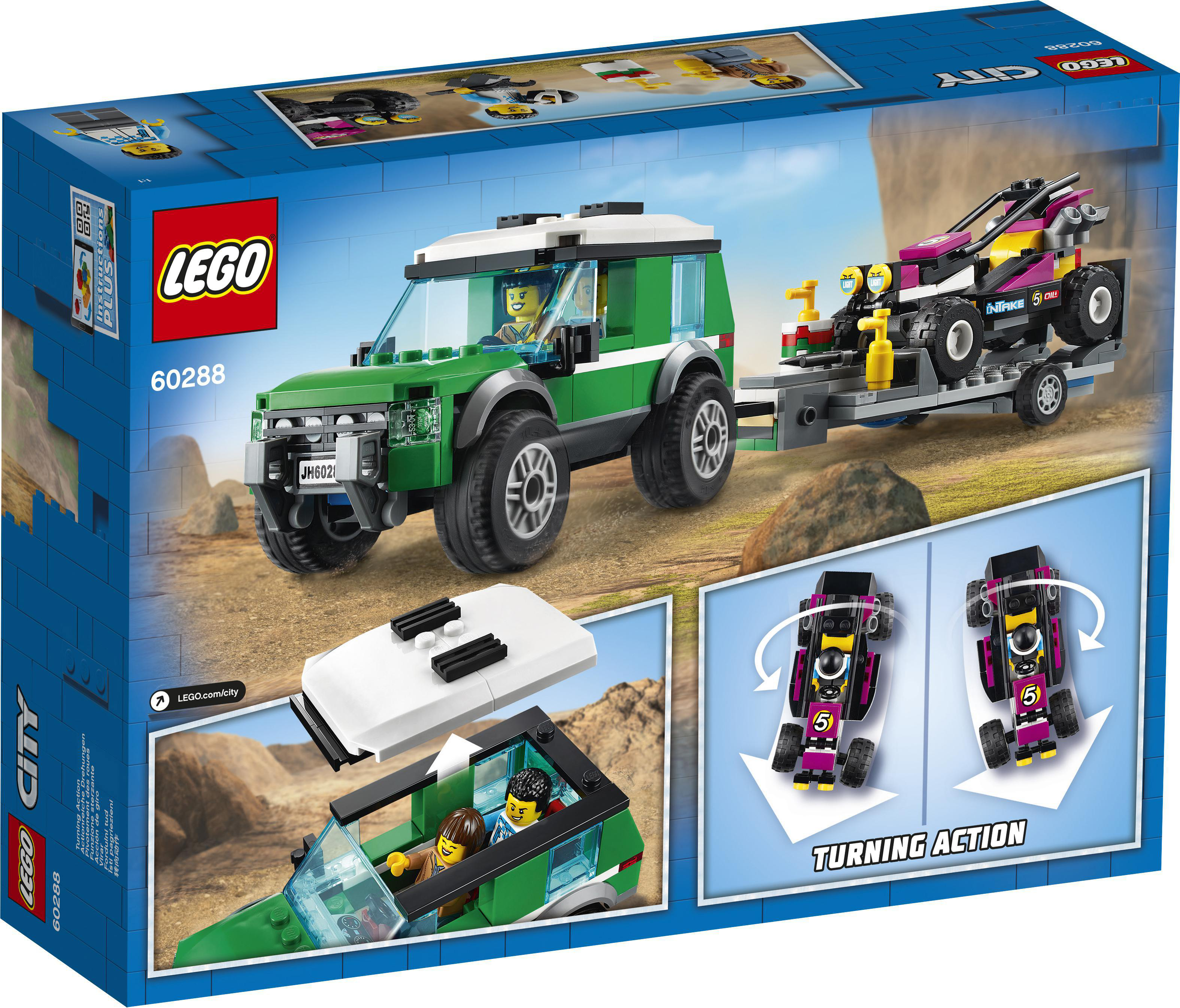 LEGO City 60288 Rennbuggy-Transporter Bausatz, Mehrfarbig