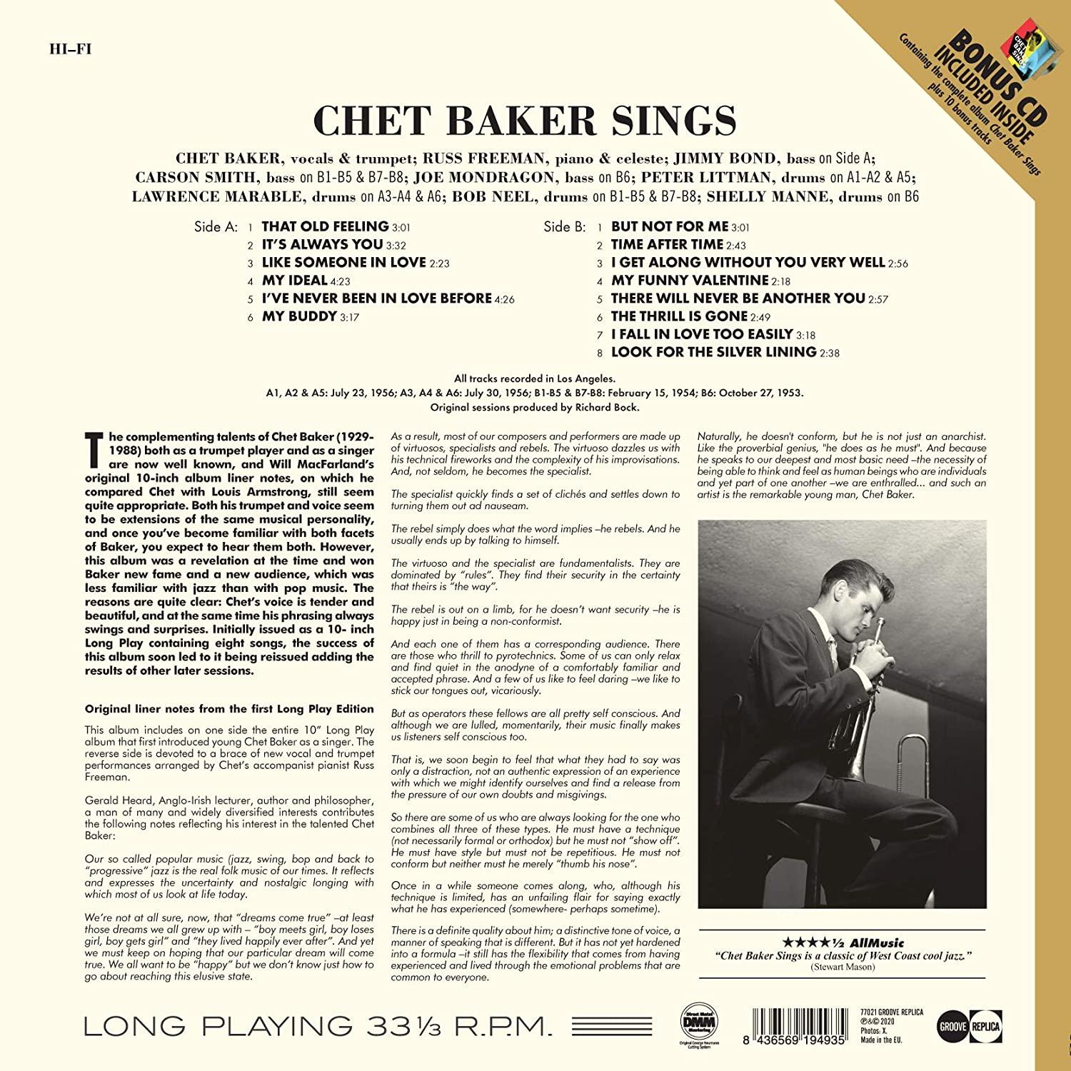 BONUS - Chet Baker (180G+BONUS) Bonus-CD) SINGS+10 (LP - + TRACKS