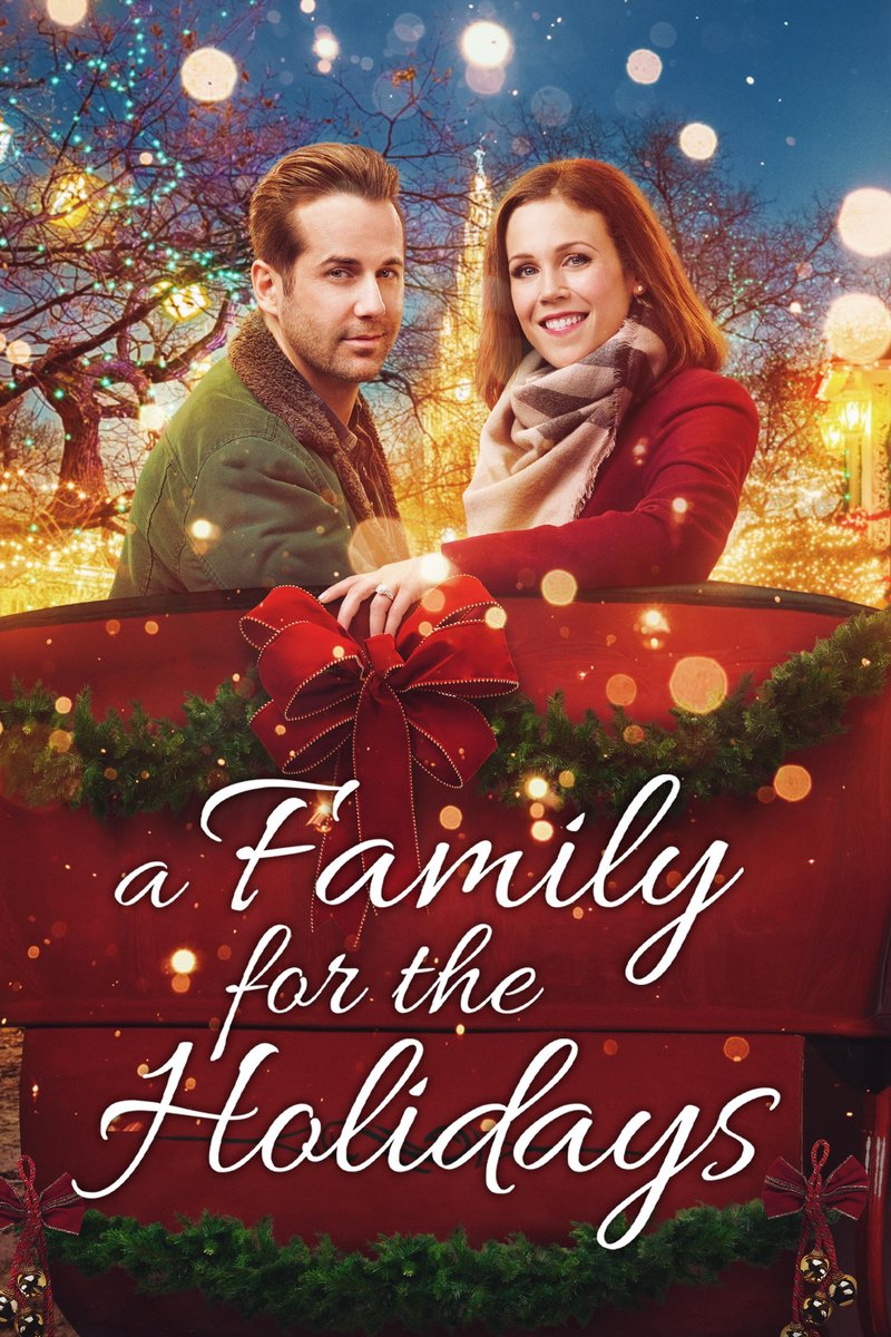Affiche de film : Un couple dans un traîneau rouge, avec du texte sur Noël.