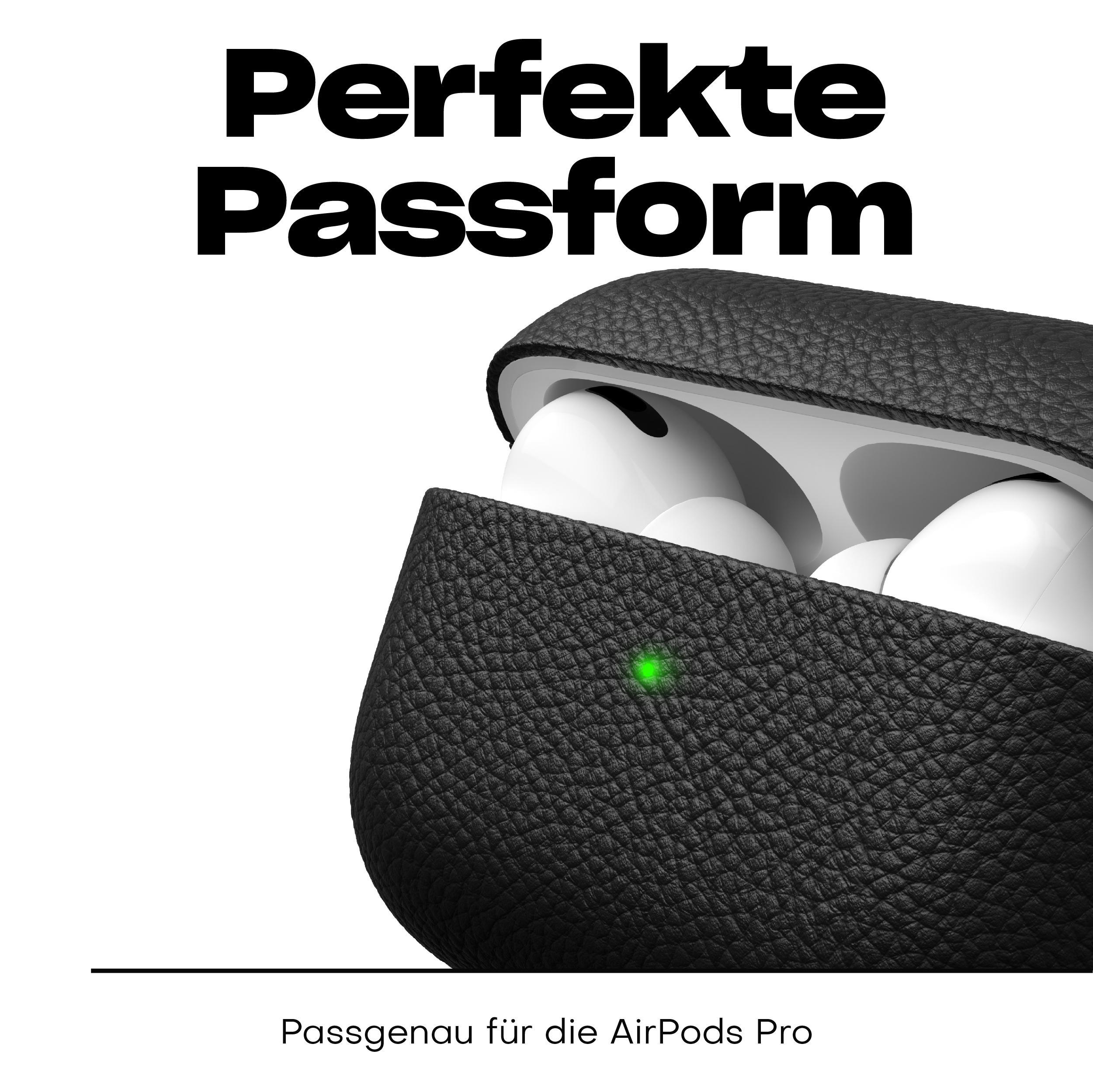 Schwarzes AirPods Pro-Etui mit dem Text 'Perfekte Passform'.