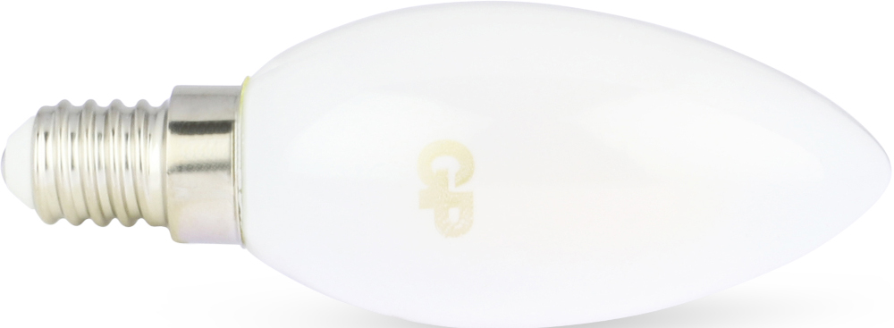 GP candle-shaped light bulb with a screw base.