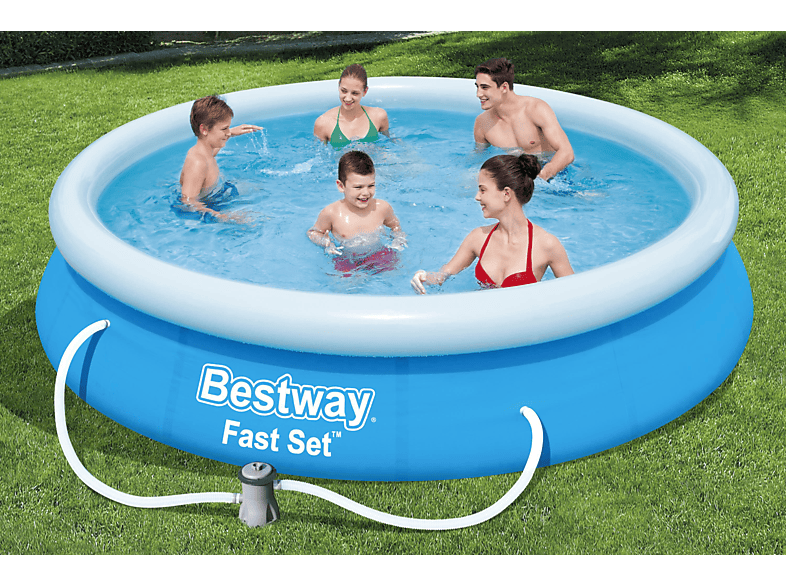 BESTWAY Fast Set Pool-Set, rund, 366x76cm Swimmingpool Mehrfarbig