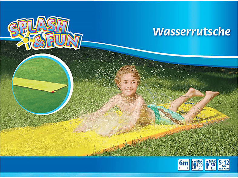 80 FUN cm Wasserrutsche Fun Mehrfarbig gelb, ca. Splash SPLASH x Wasserspielzeug 600 &