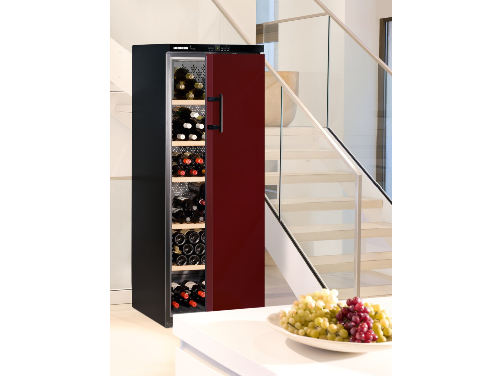 Vinoteca - Liebherr WKr 4211, 377 l, Filtro de carbono activo, Puerta reversible, 165 cm,  Rojo