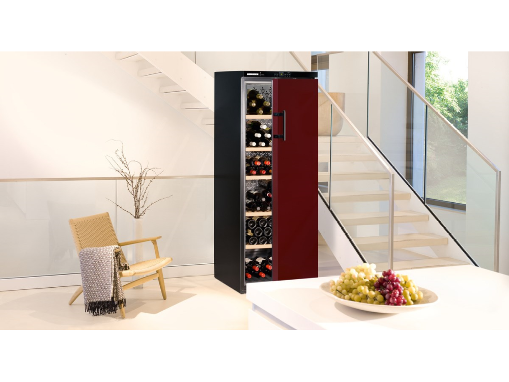 Vinoteca - Liebherr WKr 4211, 377 l, Filtro de carbono activo, Puerta reversible, 165 cm,  Rojo
