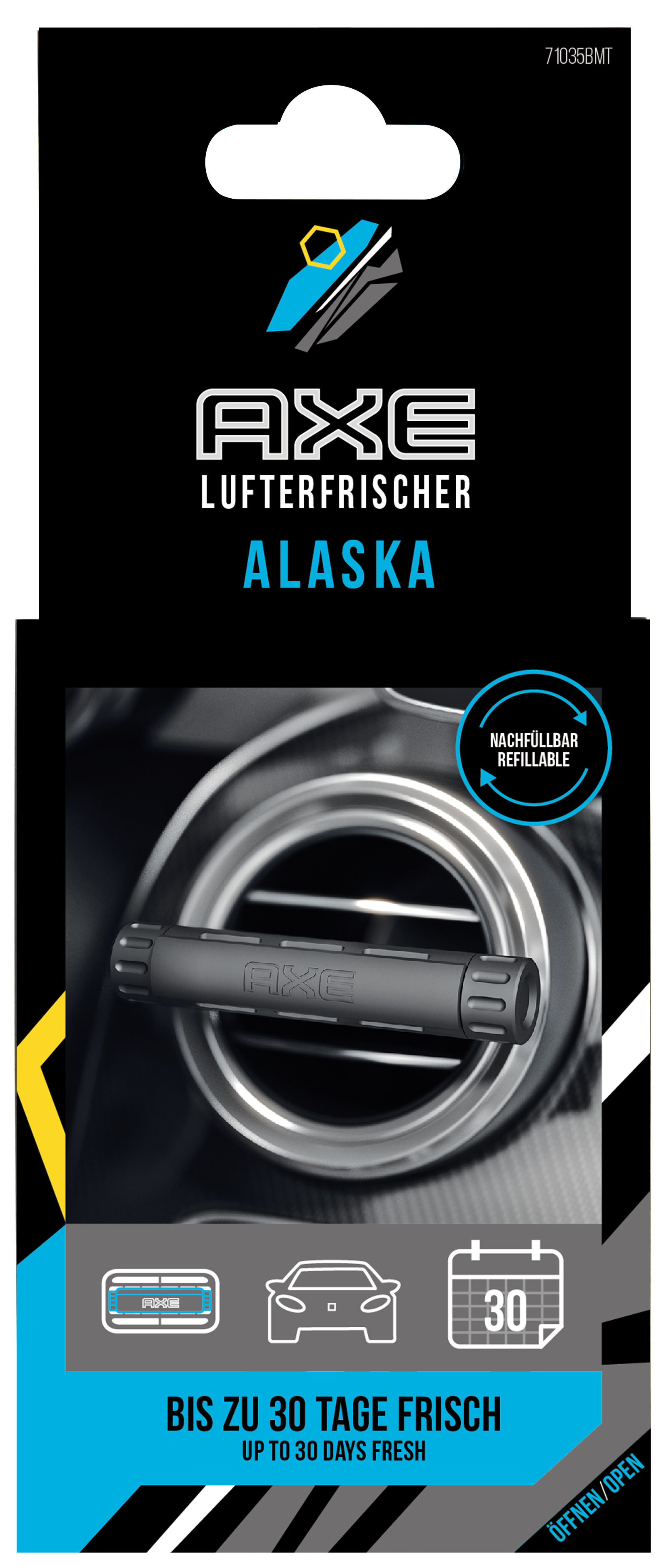 AXE Air Alaska Lufterfrischer, Aluminium - Refillable Vent Schwarz