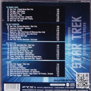Die Rückseite einer Star Trek Soundtrack-CD mit Songtiteln.