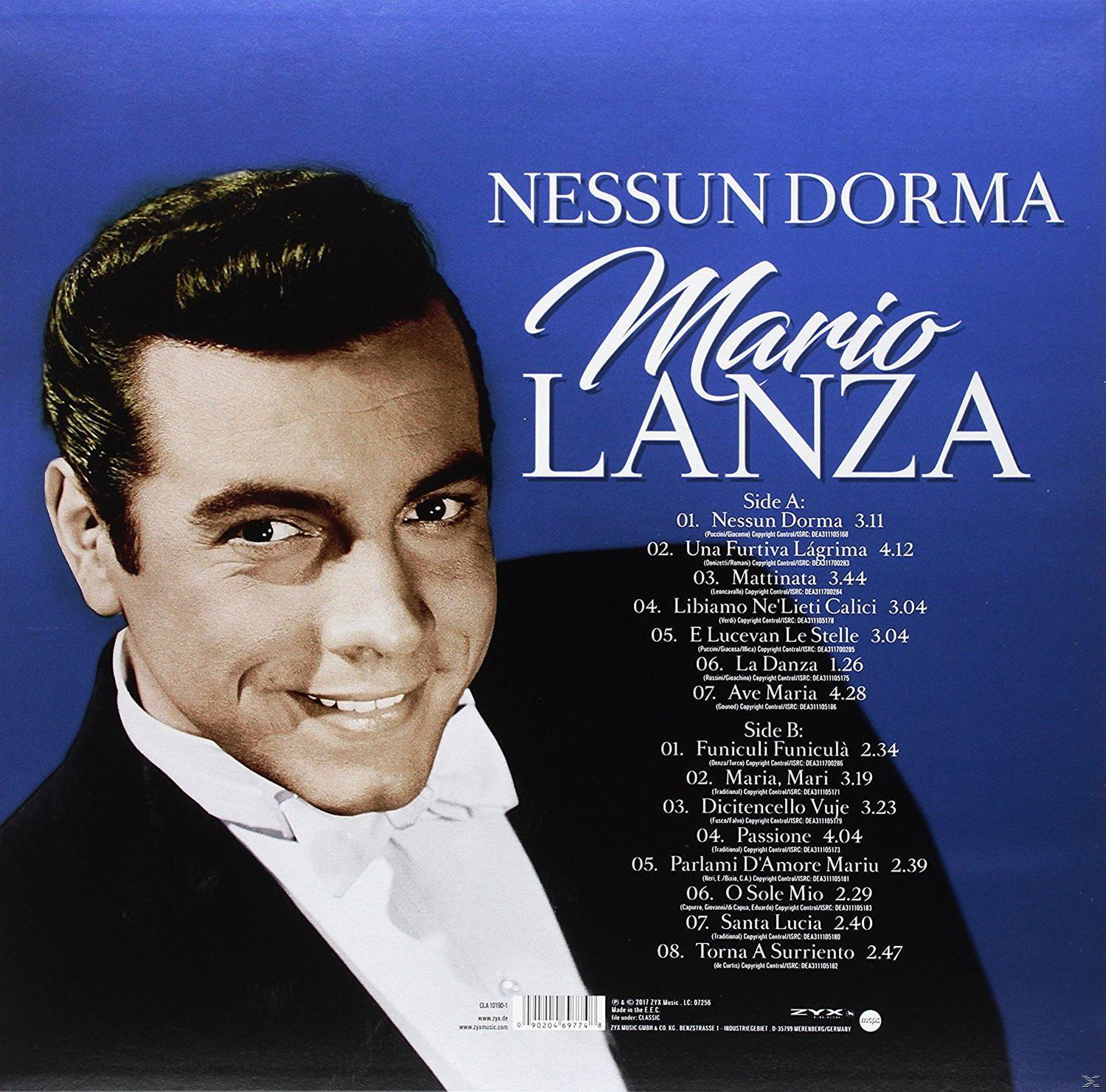 Schallplattencover mit einem Mann im Smoking. Der Text 'NESSUN DORMA' und 'Mario Lanza' sind auf dem Cover.